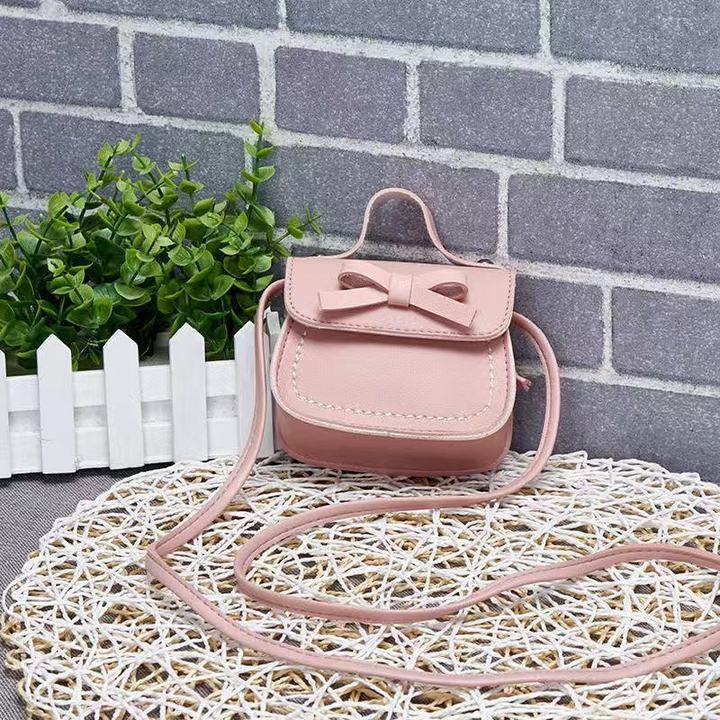 Adorable Children's Bowknot Mini Shoulder Bag - Cute PU Leather Crossbody Purse for Girls