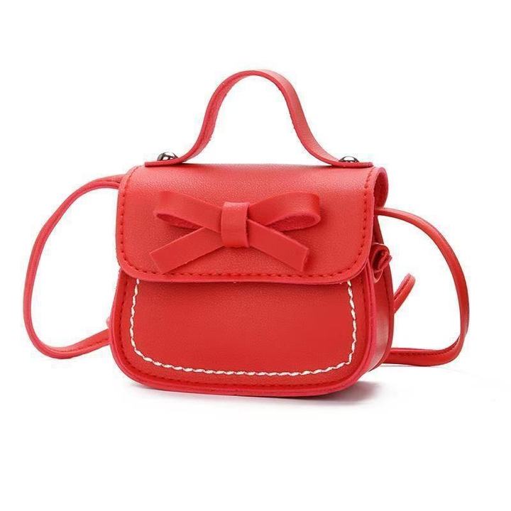 Adorable Children's Bowknot Mini Shoulder Bag - Cute PU Leather Crossbody Purse for Girls