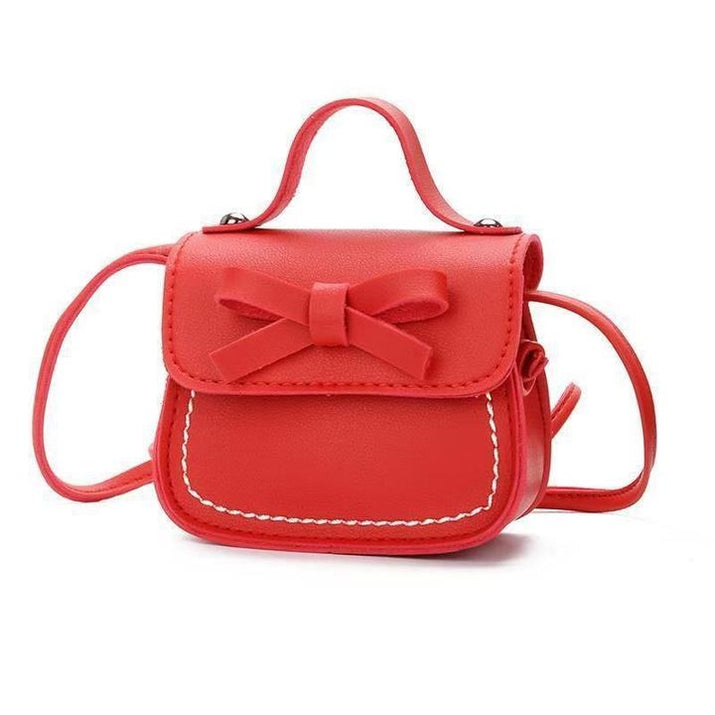 Adorable Children's Bowknot Mini Shoulder Bag - Cute PU Leather Crossbody Purse for Girls