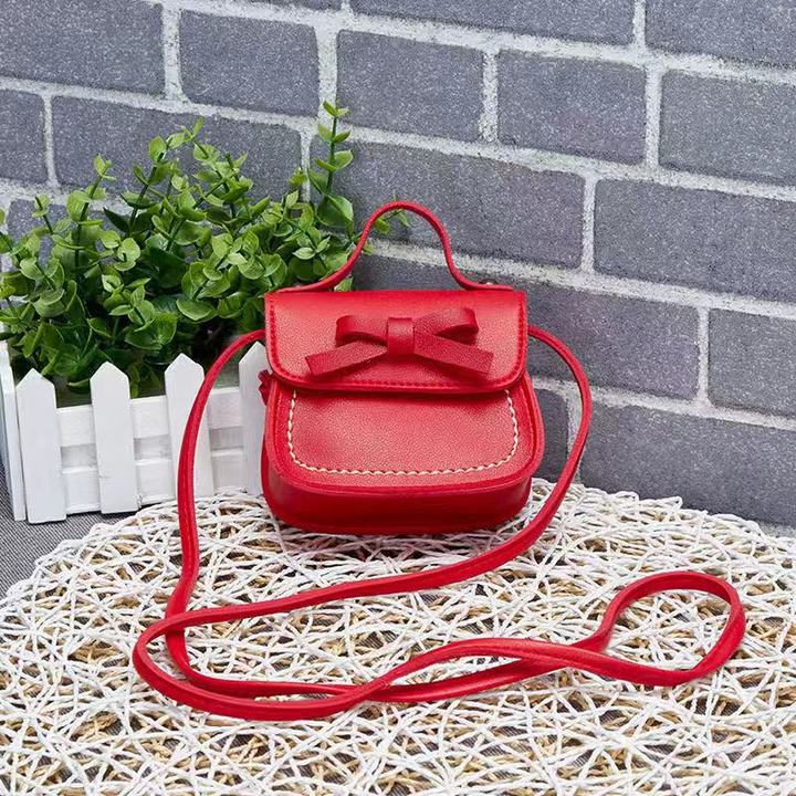 Adorable Children's Bowknot Mini Shoulder Bag - Cute PU Leather Crossbody Purse for Girls
